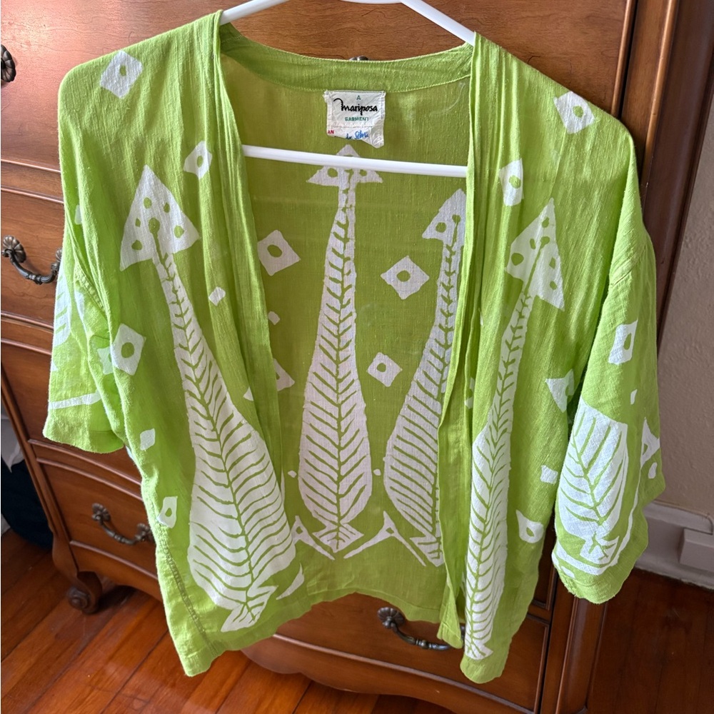 Green and White Batik Shirt